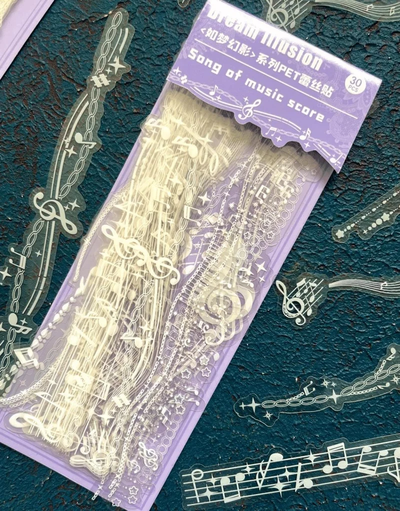 Kağıt Gemi Dükkan Dream Illusion Series Song Of Music Scare 30 Pieces Transparent Pet Sticker / Waterproof / Bullet Journal