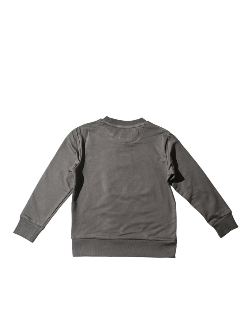 Smileyworld Unisex Cotton Sweatshirt, Grey, Size M, Smiley Face Logo - Image 4