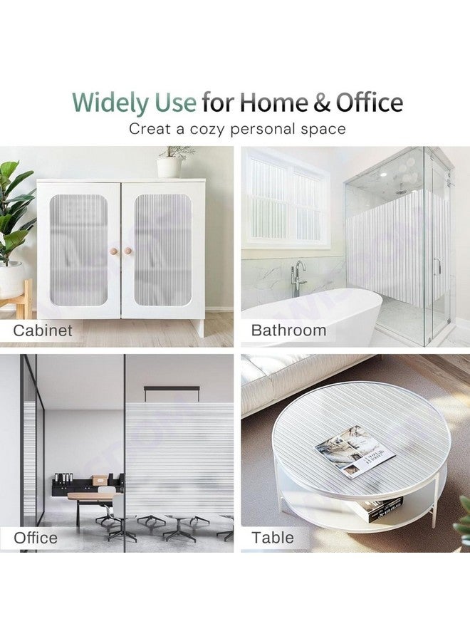 WISDOM Privacy Window Film Frosted Glass Film Glass Film No Glue Anti-UV Window Sticker Non Adhesive for Privacy Office Meeting Room Bathroom Living Room (Fluted Frosted, 24 x 96) - Image 4