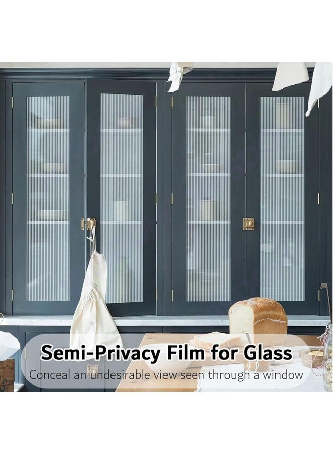 WISDOM Privacy Window Film Frosted Glass Film Glass Film No Glue Anti-UV Window Sticker Non Adhesive for Privacy Office Meeting Room Bathroom Living Room (Fluted Frosted, 24 x 96) - Image 3