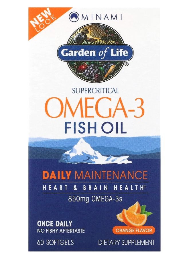 Minami Nutrition - Garden of Life Supercritical Omega-3 Fish Oil Orange 850 mg 60 Softgels - Image 1