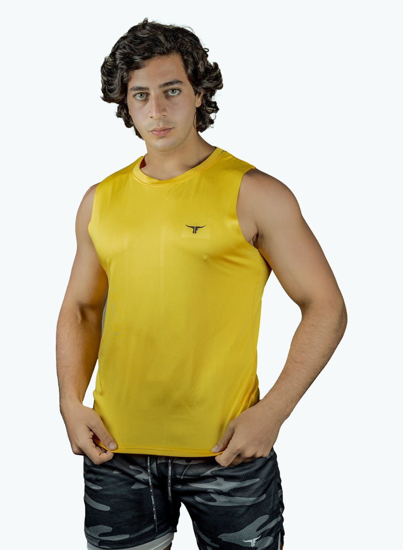 THUGFIT LiftRift Sleeveless Men's Slim Fit Tank Top - Yellow - Image 3