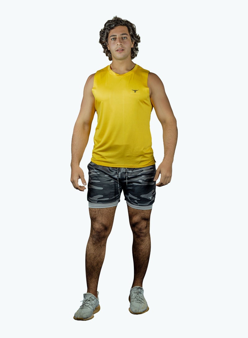 THUGFIT LiftRift Sleeveless Men's Slim Fit Tank Top - Yellow - Image 1