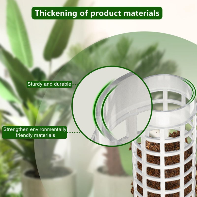 AlisisFores 2 Pcs Plastic Moss Pole for Monstera, Large Cylindrical Shape Poles for Climbing Plants Work with Sphagnum Moss, 17.5 Inch linkable Plant Stake Set of 2, Garden Ties - Image 3