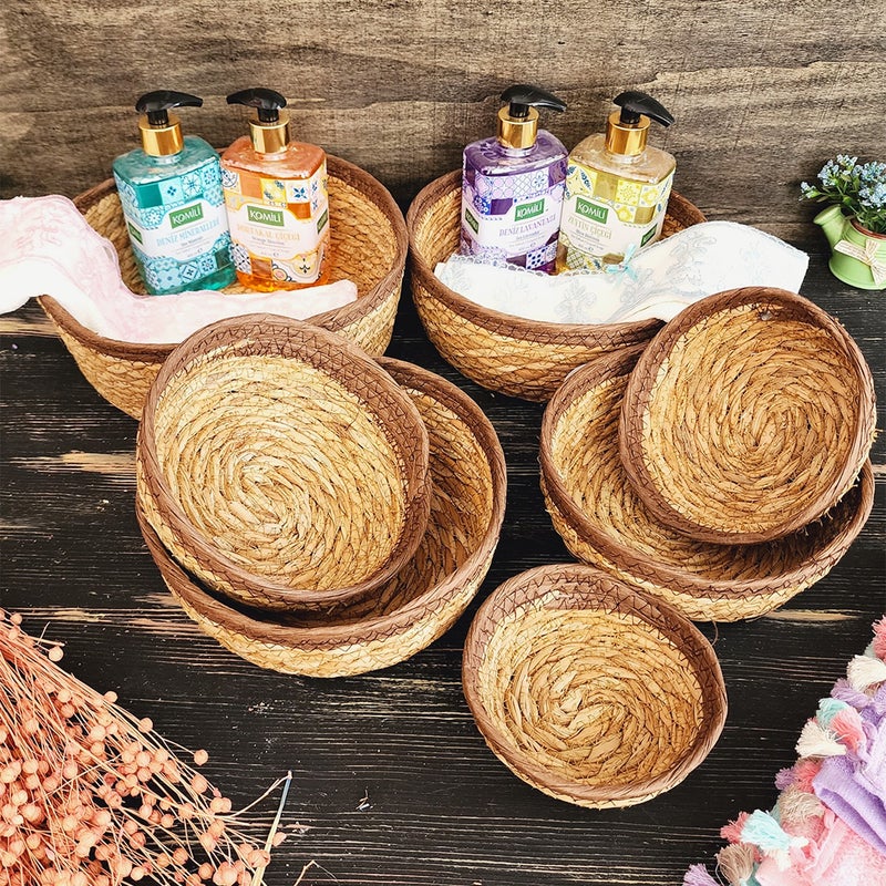 Montesev Narcissus Wicker 7 Basket Storage Box Basket Set Organizer Kitchen Bathroom Organizer Coffee - Image 1