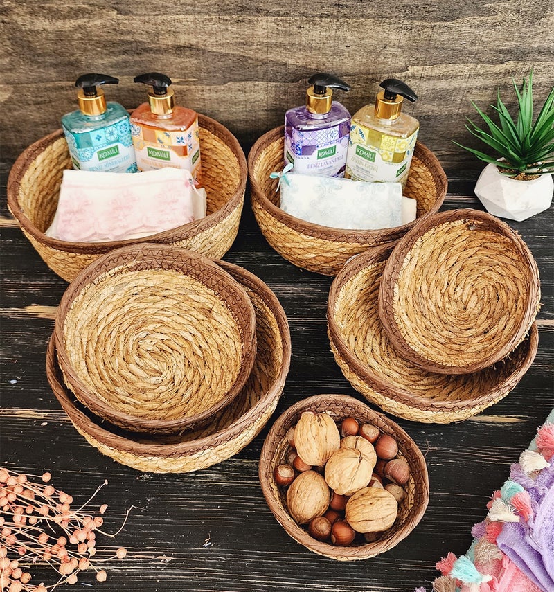 Montesev Narcissus Wicker 7 Basket Storage Box Basket Set Organizer Kitchen Bathroom Organizer Coffee - Image 3