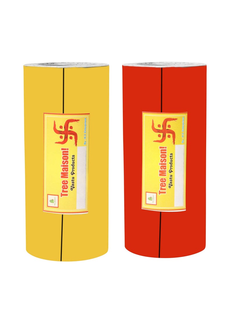 TREEMAISON TREEMAISON Vastu Combo of Yellow-Red Color Tape |Size - 4 Inch| Length- 8 Feet (Approx) | Vastu Remedy for Toilet | Main Door Entrance | Tape Remedy | (Pack of 2)  - Image 1