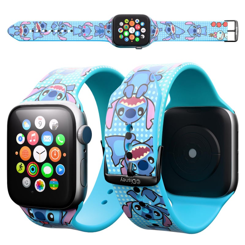 iJOY Disney Lilo and Stitch Stuff Wristband For Apple Watch Band Series 9/8/7/6/5/4/3/2/1/SE 38MM, 40MM, 41MM | Lilo and Stitch Gifts for Women, and All Fans | Replacement Apple Watch Compatible Bands For Women and Men - Image 1