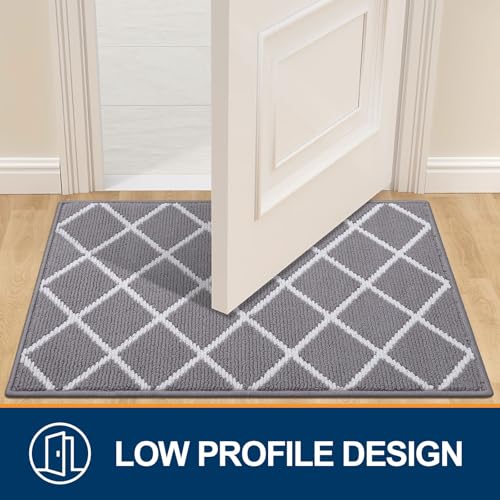 Finchitty Indoor Door Mat, Dirt Resistant and Absorbent, Low-Profile, Non-Slip, Washable Inside Floor Mats for Front Door, Back, and Entrance, 36" x 24", Grey - Image 4