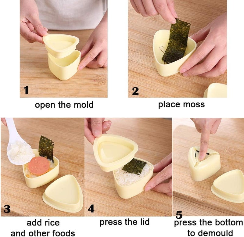 DIMVKA Onigiri Mold, 2 Pack Rice Ball Mold, Triangle Sushi Maker Press (Large & Small), Non Stick Sushi Rice Making Kit - Image 3