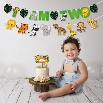 Festiko® 1 Pc I Am Two Jungle Theme Banner, Jungle Theme 2nd Birthday Supplies, Jungle Theme I Am Two Decoration, Jungle Safari Party Supplies - Image 4