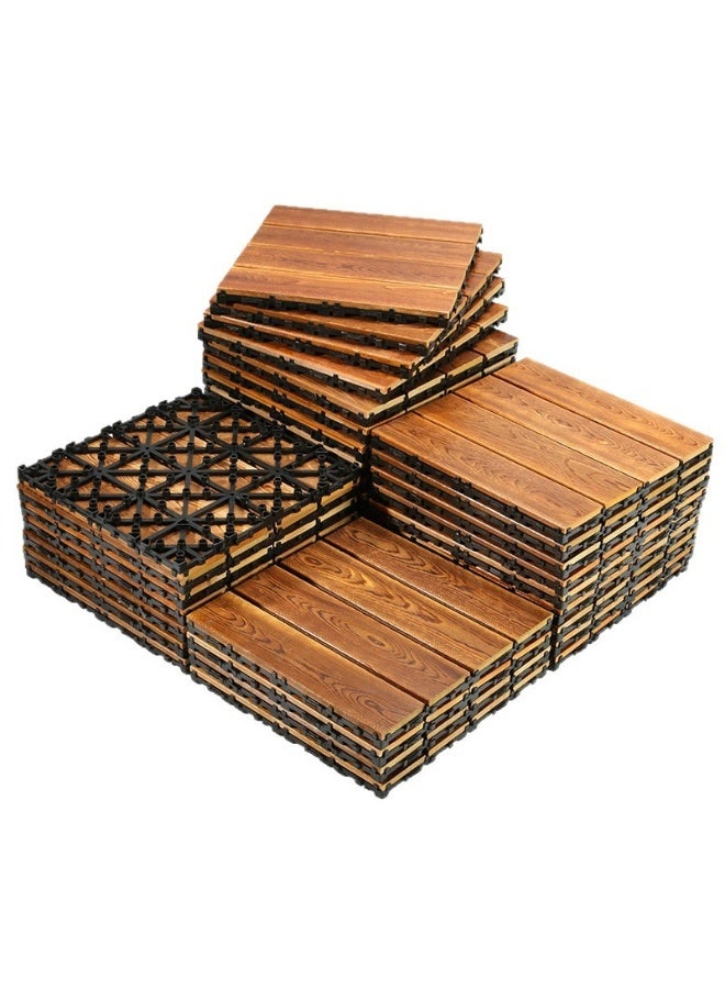 بلاط خشبي مقاوم للماء - تركيب سهل بنقرة واحدة للشرفات والحدائق، 30x30 سم لكل قطعة، 10 قطع في العبوة - Image 4