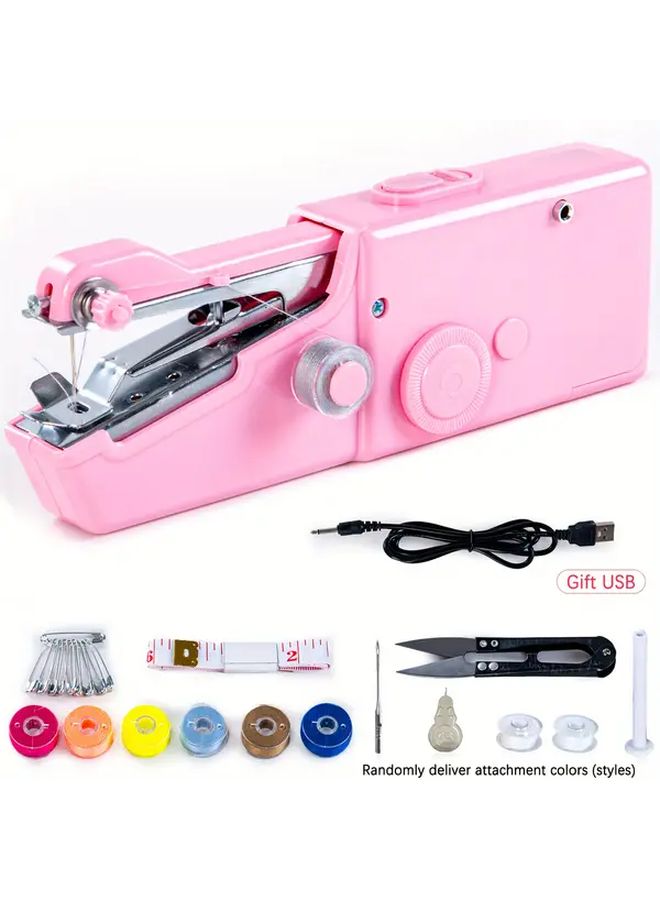 Mini Portable Handheld Sewing Machine Pink USB Powered Crafting Supplies - Image 3