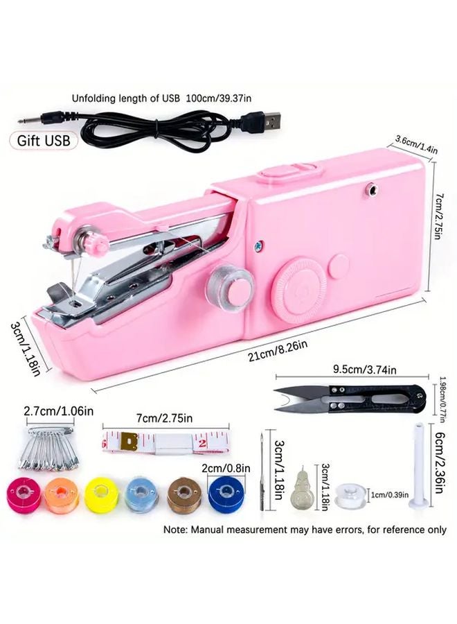 Mini Portable Handheld Sewing Machine Pink USB Powered Crafting Supplies - Image 5