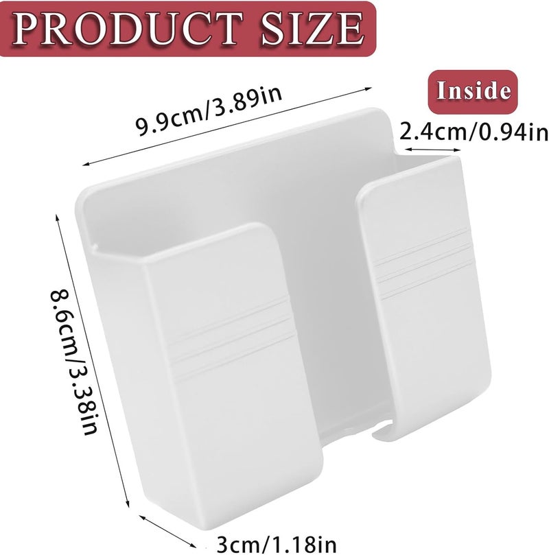 TARAVEE 3 Pcs Premium Wall Mount Phone Holder with 3M Adhesive, Multi-Purpose Stand with Data Cable Receiving Hole, Charger Remote Control Storage Box for Bedroom, Kitchen, P (White Pack of) - Image 4