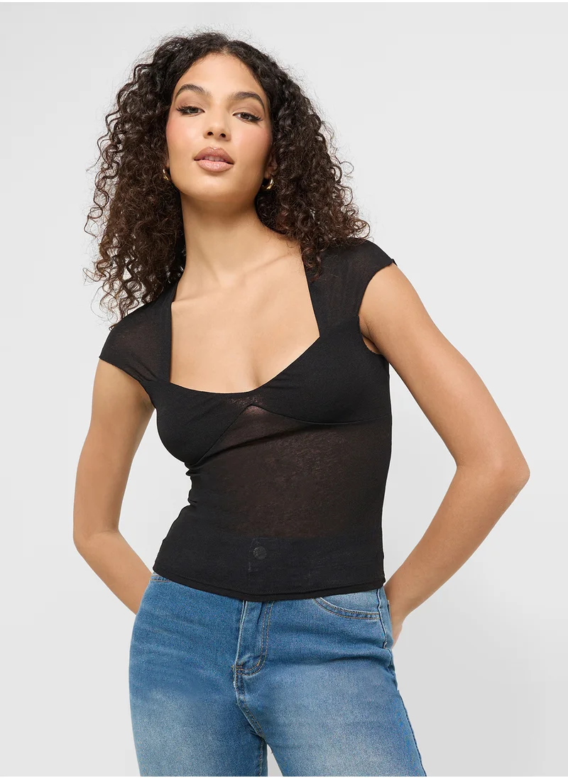 جينجر Sweetheart Neckline Knitted Top