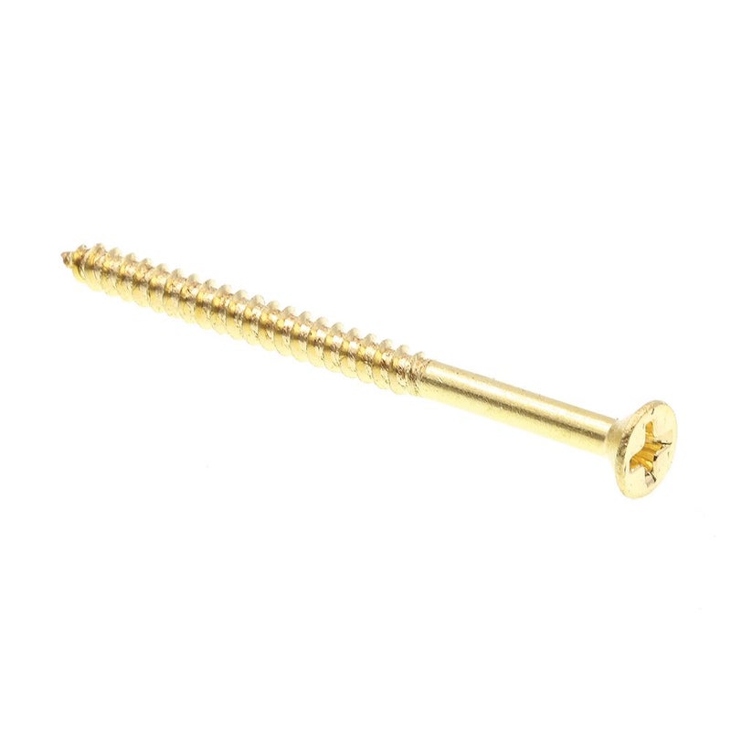 PrimeLine 9034862 Wood Screws Flat Head Phillips Drive 6 X 2 In Solid Brass 25 Pack