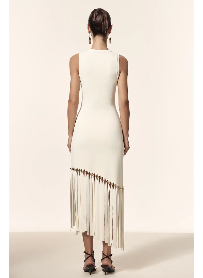 Bella Barnett  Rami Round Neck Sleeveless Tassels Maxi Dress for Women | Best Price UAE