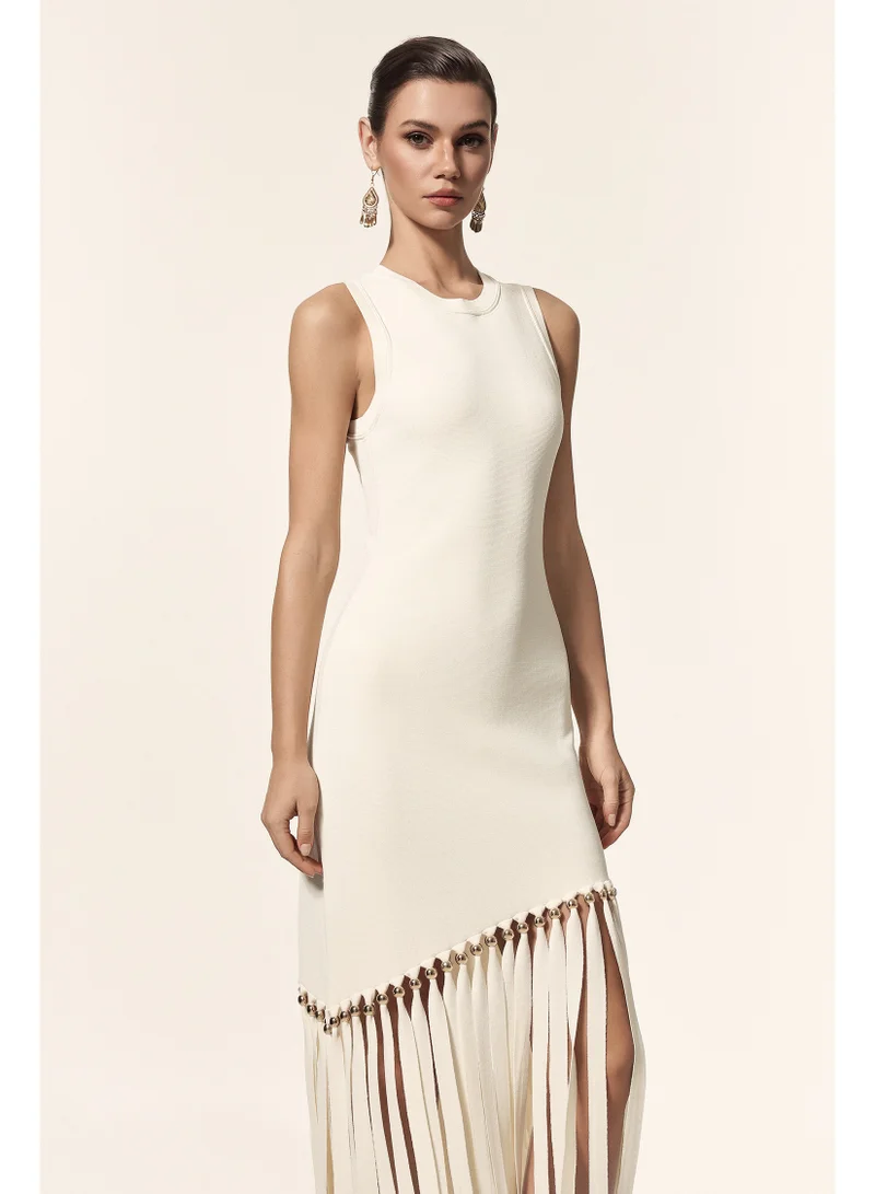 Bella Barnett  Rami Round Neck Sleeveless Tassels Maxi Dress for Women | Best Price UAE