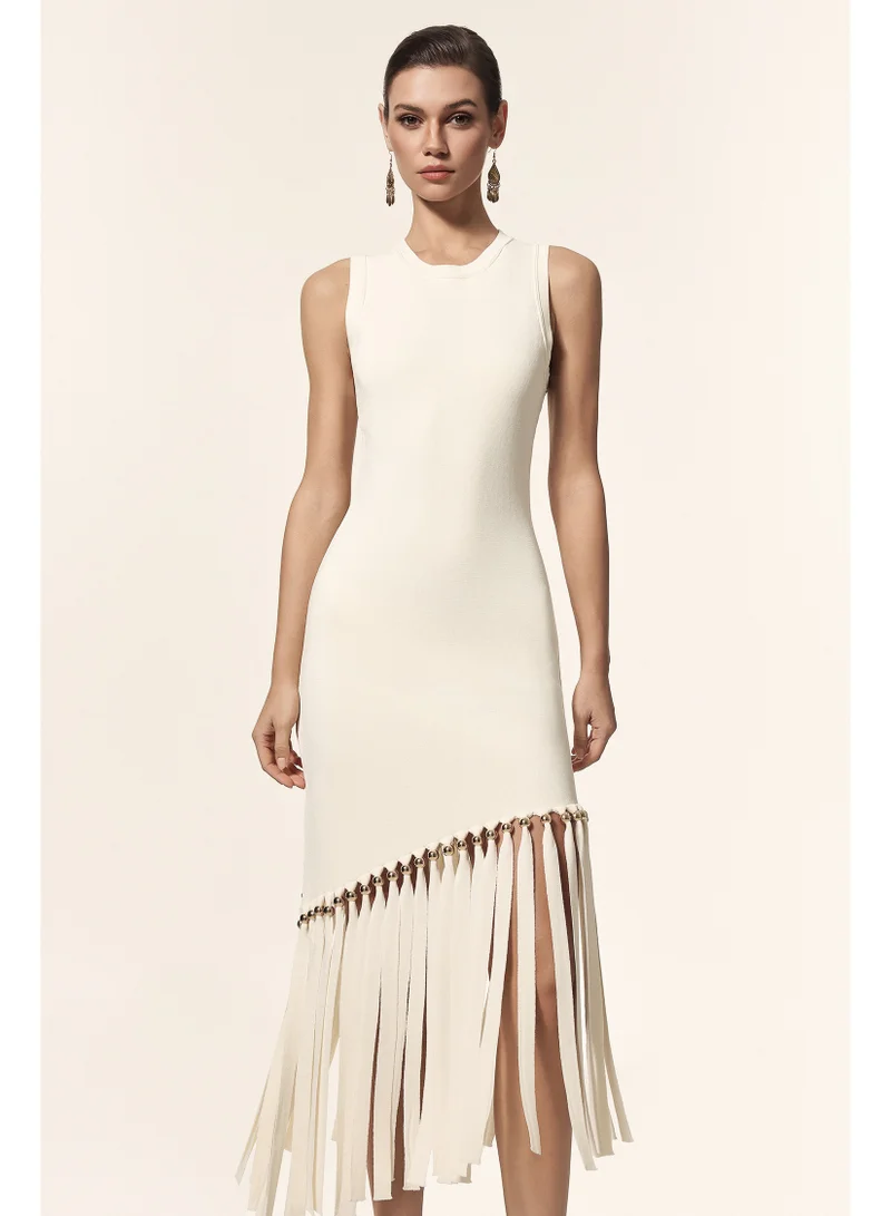 Bella Barnett  Rami Round Neck Sleeveless Tassels Maxi Dress for Women | Best Price UAE