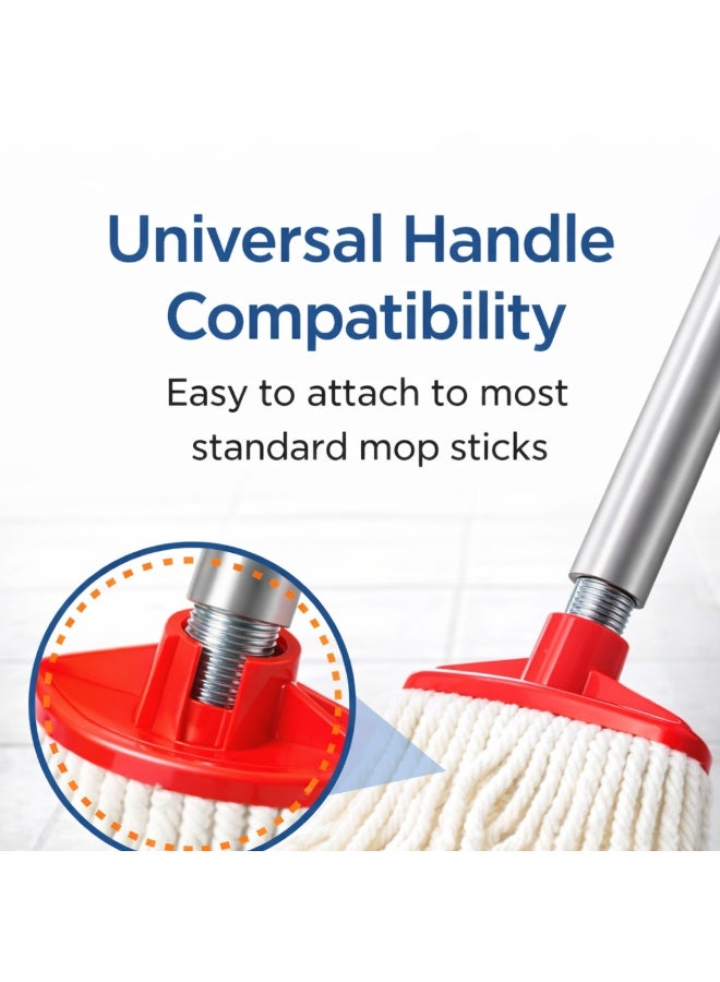 VELMORE 25cm X 25 cm Cotton Floor Mop with Handle, Super Absorbent Cleaning Mop for Home, Heavy Duty Cotton String Mop with Stick, Floor Mop for Tiles Marble Wood Kitchen Bathroom, Reusable Wet Mop - Image 5