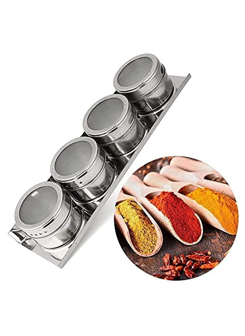 SGMSC SGMSC Spice Rack 4 pcs Stainless Steel Spice Jar for Kitchen Storage Seasoning Masala Container for transparent Lid Kitchen or Restaurants Organizers Set  - Image 1