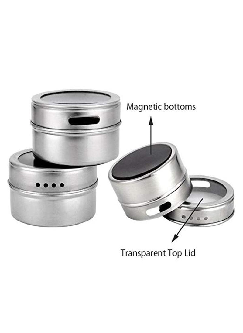 SGMSC SGMSC Spice Rack 4 pcs Stainless Steel Spice Jar for Kitchen Storage Seasoning Masala Container for transparent Lid Kitchen or Restaurants Organizers Set  - Image 2
