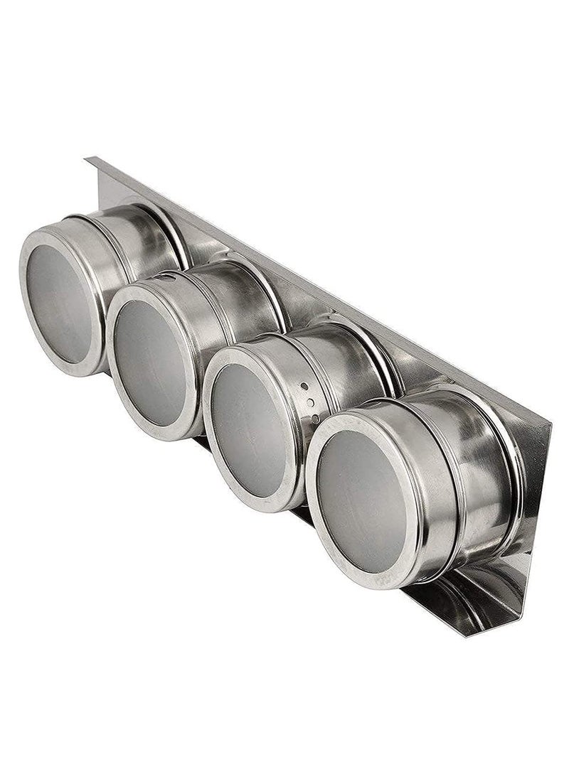 SGMSC SGMSC Spice Rack 4 pcs Stainless Steel Spice Jar for Kitchen Storage Seasoning Masala Container for transparent Lid Kitchen or Restaurants Organizers Set  - Image 3