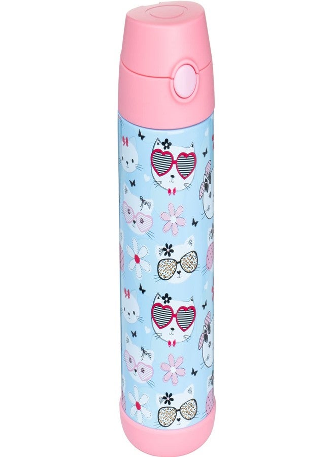 Snug Insulated Kids Water Bottle with Straw & Spout - Double-Wall Stainless Steel, Leakproof, Easy-Flip Lid - For School, Travel, Toddlers & Big Kids - Kitty, 17oz - Image 1