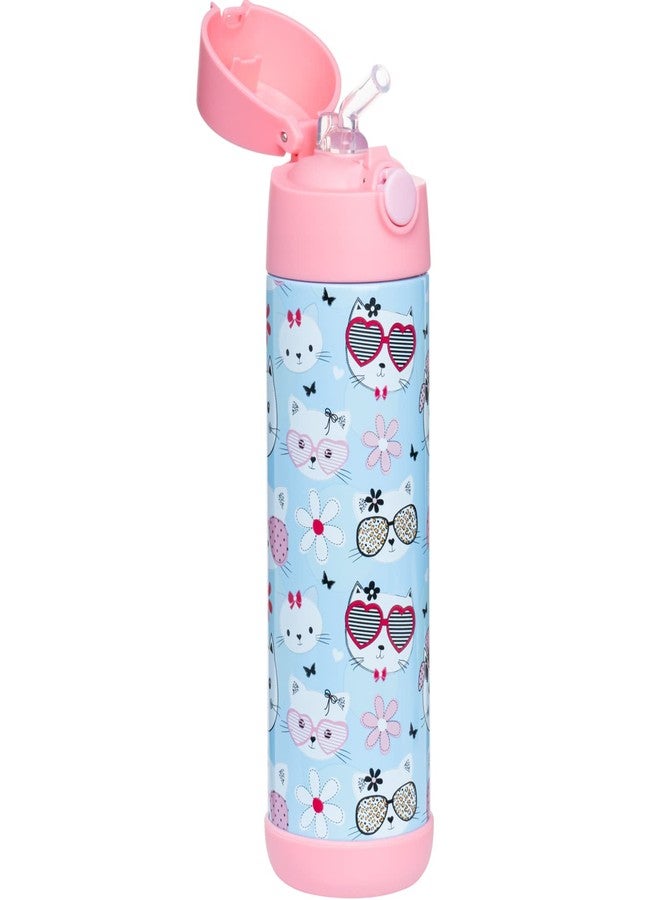 Snug Insulated Kids Water Bottle with Straw & Spout - Double-Wall Stainless Steel, Leakproof, Easy-Flip Lid - For School, Travel, Toddlers & Big Kids - Kitty, 17oz - Image 2