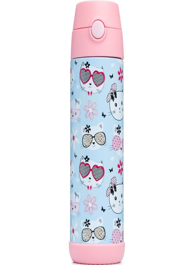 Snug Insulated Kids Water Bottle with Straw & Spout - Double-Wall Stainless Steel, Leakproof, Easy-Flip Lid - For School, Travel, Toddlers & Big Kids - Kitty, 17oz - Image 4