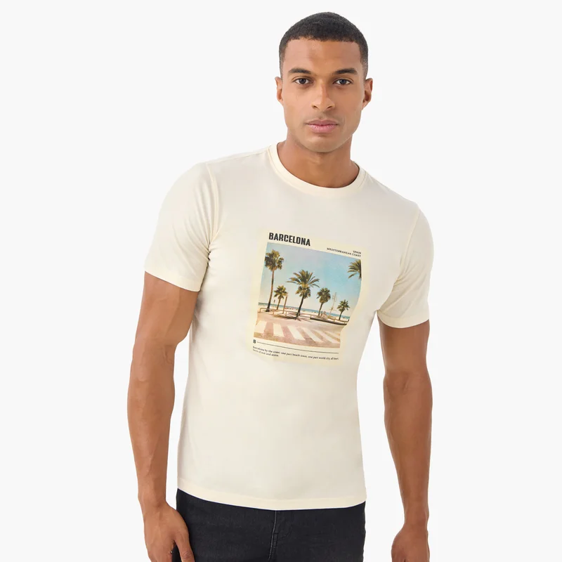 Splash FAV Barcelona Print Slim Fit T-shirt