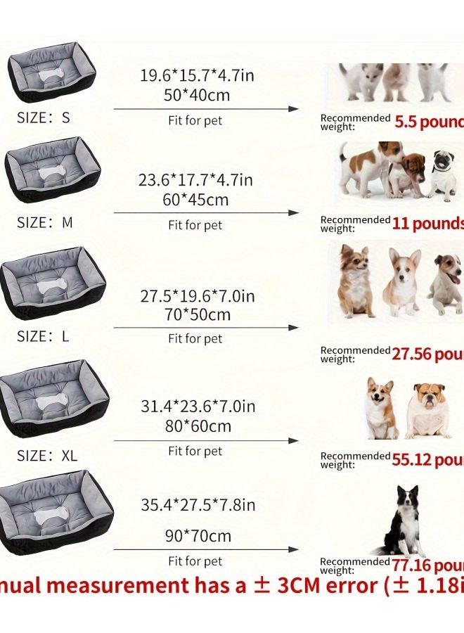 سرير كلب مقاوم للمضغ قابل للغسيل باللون الرمادي الدقيق مقاس إكس إل 31.5 × 23.62 بوصة بغطاء قابل للإزالة - Image 3
