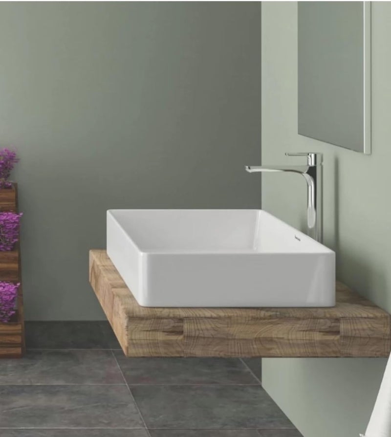 Well Set Premium Designer Ceramic Table Top White Plan Wash Basin Size24135 45inch - Image 4