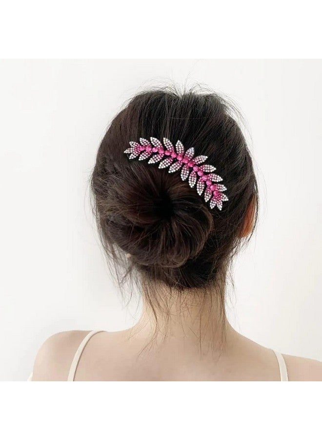 Tonity Clips for Women Flower Comb Slide Hair Clips for Girls Crystal Barrettes Bridal Charm Hair Accessories Hair Bun DecoratedLeaf Hair Clips for Women Flower Hair Comb (Multicolor) ((Flower Hair Pin -1), MEDIUM) - Image 4
