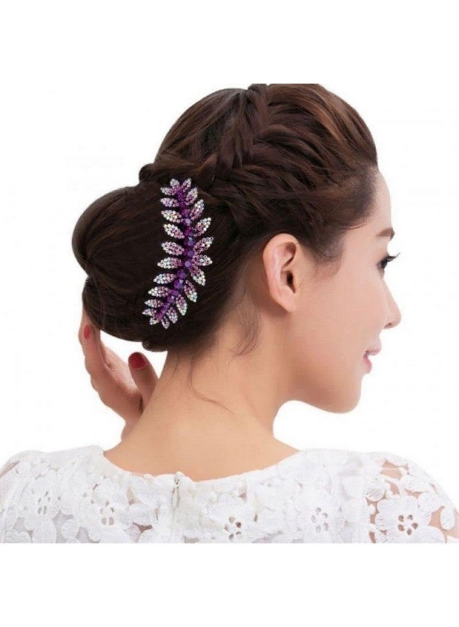 Tonity Clips for Women Flower Comb Slide Hair Clips for Girls Crystal Barrettes Bridal Charm Hair Accessories Hair Bun DecoratedLeaf Hair Clips for Women Flower Hair Comb (Multicolor) ((Flower Hair Pin -1), MEDIUM) - Image 2