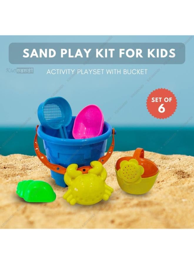 Kids Mandi 6PCS Beach Sand Kit Toy Set for Toddlers | Bucket, Shovels & Fun Molds | Outdoor Play Kit for Kids | Creative Beach & Garden Activity Toys (Color May Vary) - Image 1