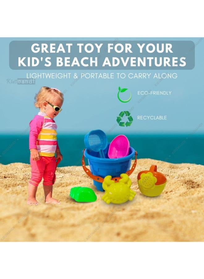 Kids Mandi 6PCS Beach Sand Kit Toy Set for Toddlers | Bucket, Shovels & Fun Molds | Outdoor Play Kit for Kids | Creative Beach & Garden Activity Toys (Color May Vary) - Image 2
