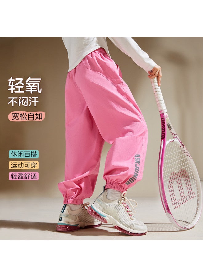 ASK JUNIOR سروال بنات خريف مع علامة على الجانبين سروال رياضي ضيق للسير للمراهقات - Image 2