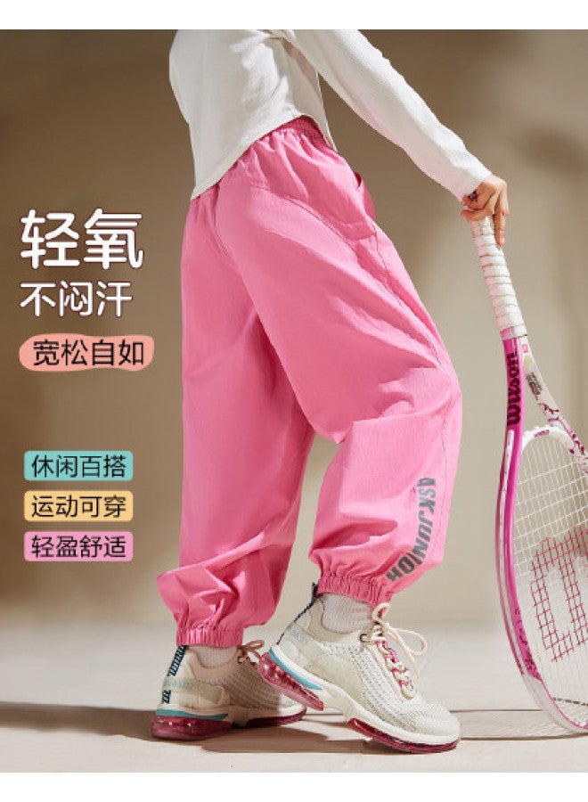 ASK JUNIOR سروال بنات خريف مع علامة على الجانبين سروال رياضي ضيق للسير للمراهقات - Image 1