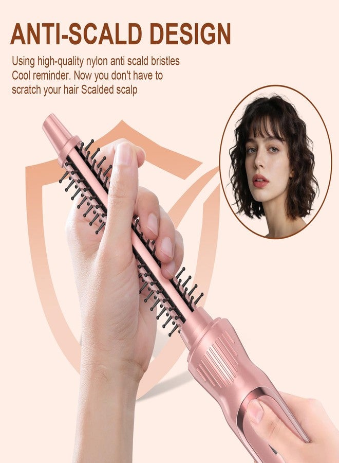 USHOW Heated Round Brush 1/2 Inch Small Curling Brush,Volumizing Thermal Brush 0.5 Inch Ceramic Tourmaline Heated Hot Ionic Iron, Tiny Curling Wand Hair Styler Tool (Pink, 0.5 inch) - Image 2