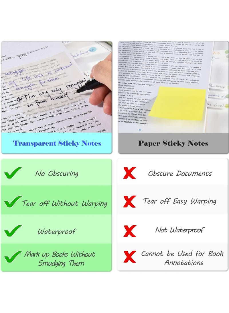 Dominy - 700 Sheets Transparent Sticky Notes, 3 x 3 Inch Clear Waterproof See-Through Memo Pads, Self-Adhesive Translucent Writable Index Tabs for Annotating Books, Office, and School Supplies - Image 1