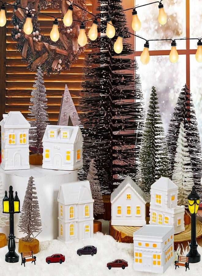 Bbiamsleep 29 Pcs 1.5 Inch Christmas Miniature Houses Figurines Miniature White Resin Houses Christmas Miniature Village Set Christmas Miniature Town for Mini Christmas Scene Micro Landscape Decor - Image 5