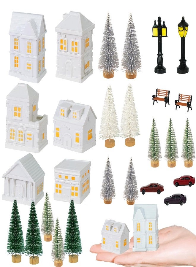 Bbiamsleep 29 Pcs 1.5 Inch Christmas Miniature Houses Figurines Miniature White Resin Houses Christmas Miniature Village Set Christmas Miniature Town for Mini Christmas Scene Micro Landscape Decor - Image 1