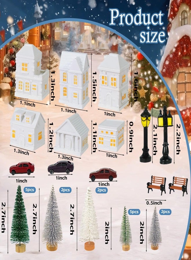 Bbiamsleep 29 Pcs 1.5 Inch Christmas Miniature Houses Figurines Miniature White Resin Houses Christmas Miniature Village Set Christmas Miniature Town for Mini Christmas Scene Micro Landscape Decor - Image 2