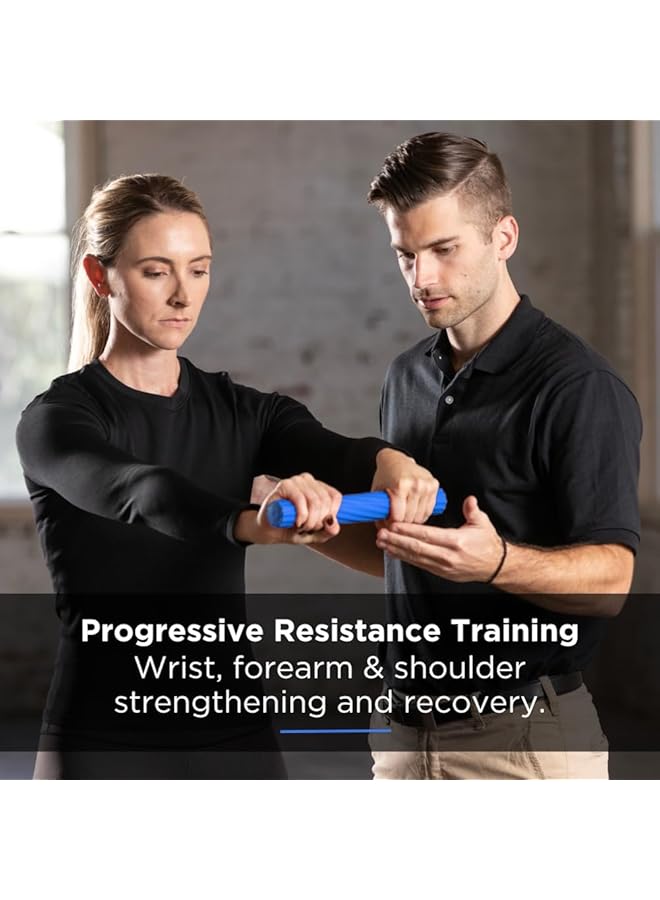 ثيرا باند شريط مقاومة FlexBar لالتهاب المرفق الإنسي لتخفيف آلام التهاب الأوتار وتحسين قوة القبضة ومرفق لاعبي التنس ومرفق لاعبي الجولف والتهاب الأوتار - أزرق ثقيل متقدم - Image 3