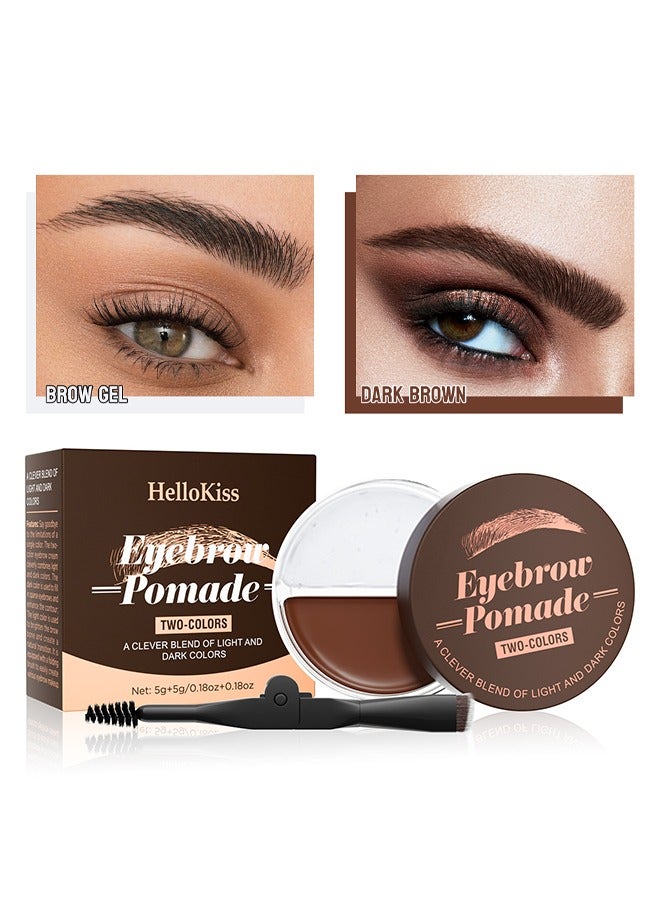 هيلوكيس Eyebrow Pomade بلونين ، 2 في 1 شمع تصفيف الحواجب ، جل حواجب شفاف مقاوم للماء وطويل الأمد ، تصفيف الحواجب وجل دهن الحواجب بفرشاة (# 05) بني غامق - Image 1