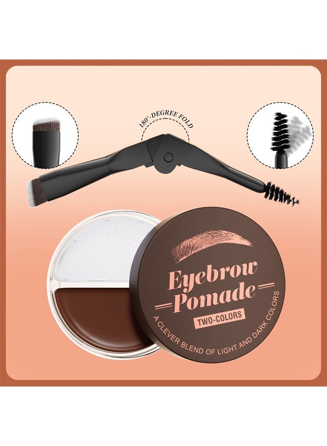 هيلوكيس Eyebrow Pomade بلونين ، 2 في 1 شمع تصفيف الحواجب ، جل حواجب شفاف مقاوم للماء وطويل الأمد ، تصفيف الحواجب وجل دهن الحواجب بفرشاة (# 05) بني غامق - Image 2