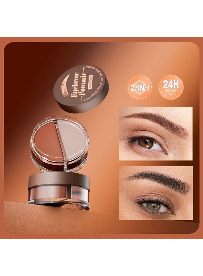 هيلوكيس Eyebrow Pomade بلونين ، 2 في 1 شمع تصفيف الحواجب ، جل حواجب شفاف مقاوم للماء وطويل الأمد ، تصفيف الحواجب وجل دهن الحواجب بفرشاة (# 05) بني غامق - Image 3