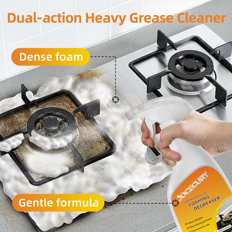 Jocecury 500ML Kitchen Foam Cleaner, Multipurpose Grease Cleaner Spray for Pots, Pans, Surfaces & Appliances with Dual-Spray nozzle,No-rinse Formula - Image 2